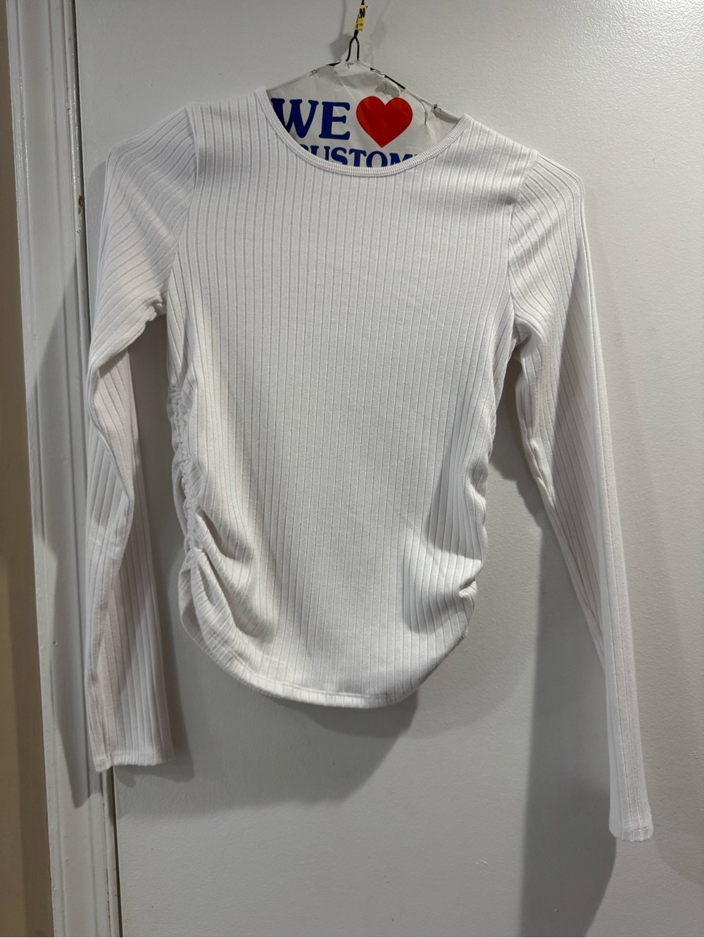 Abercrombie Kids White Ribbed Long-Sleeve Girls Top